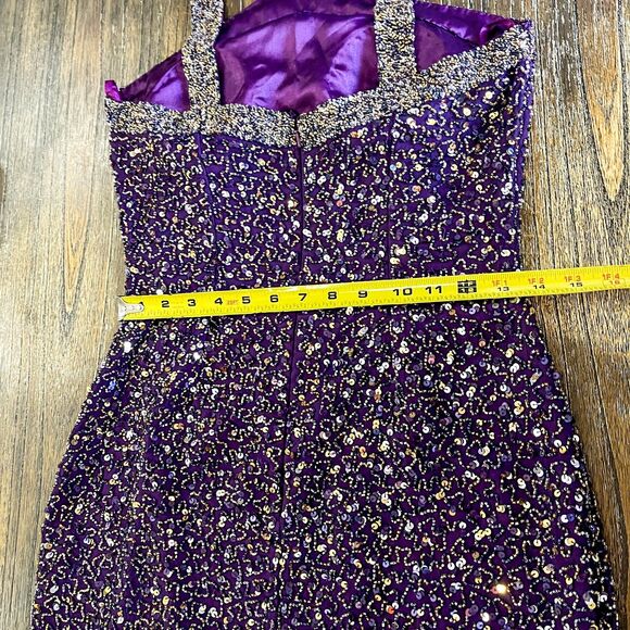 ✨ SCALA Plum and Gold Vintage Beaded Gown – Size Medium ✨ - Picture 12 of 16